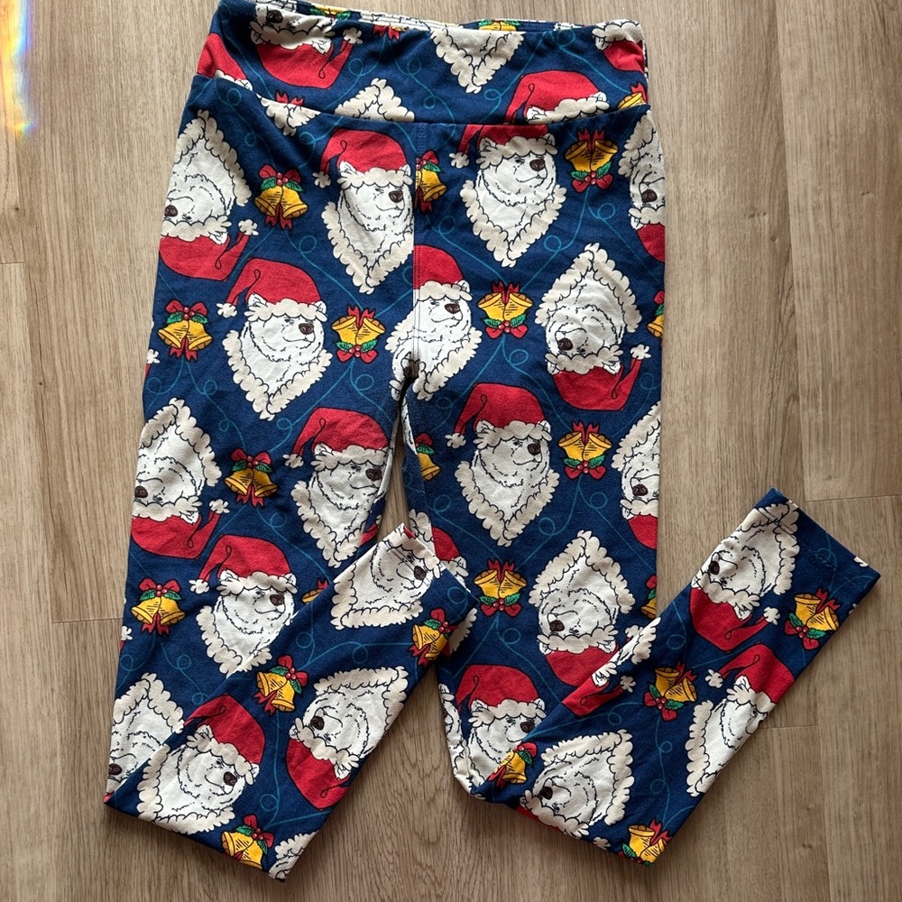 LuLaRoe Multicolor Santa Print Leggings